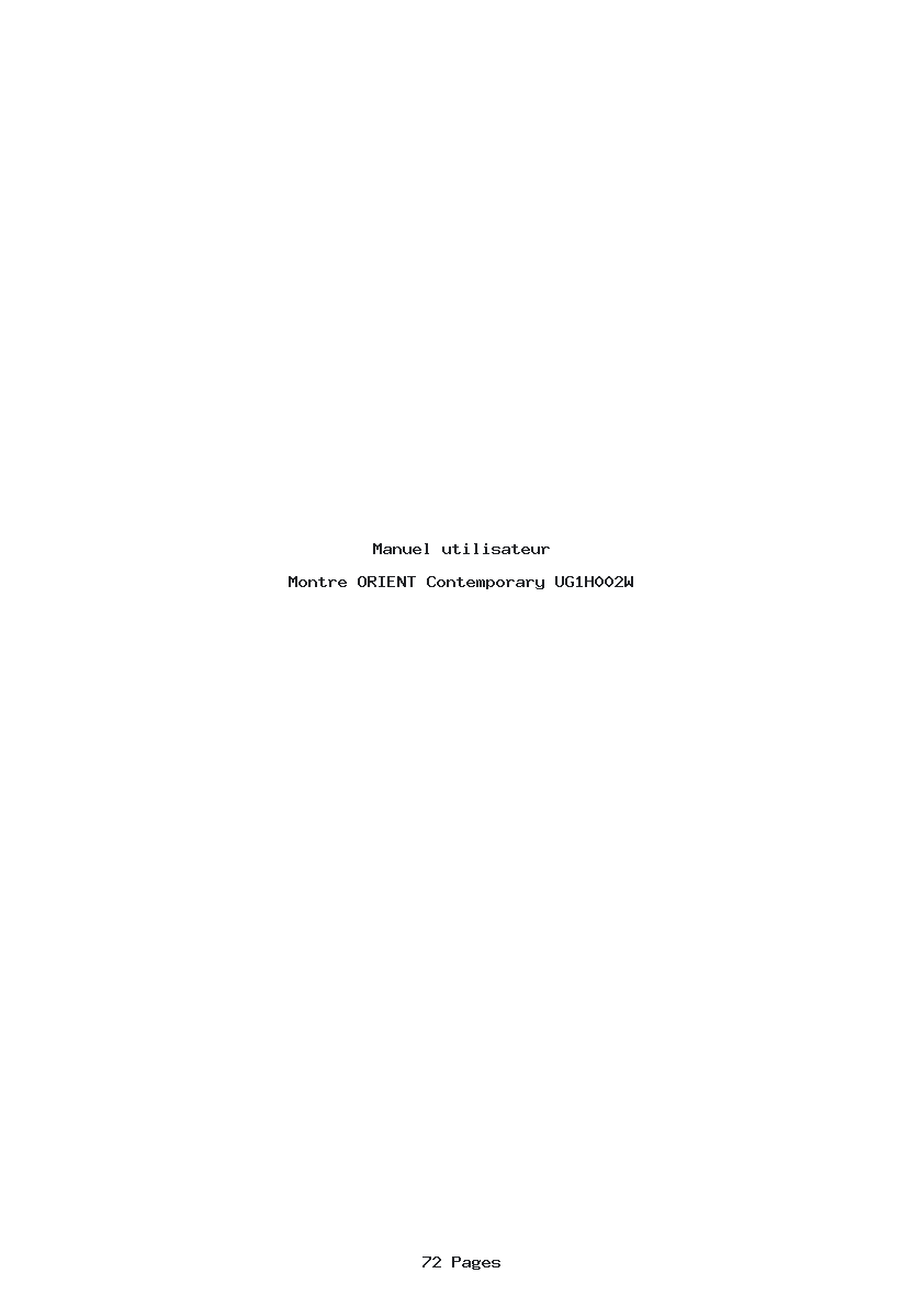 Page 1 de la notice Manuel utilisateur ORIENT Contemporary UG1H002W