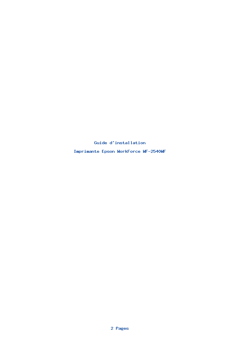Page 1 de la notice Guide d'installation Epson WorkForce WF-2540WF