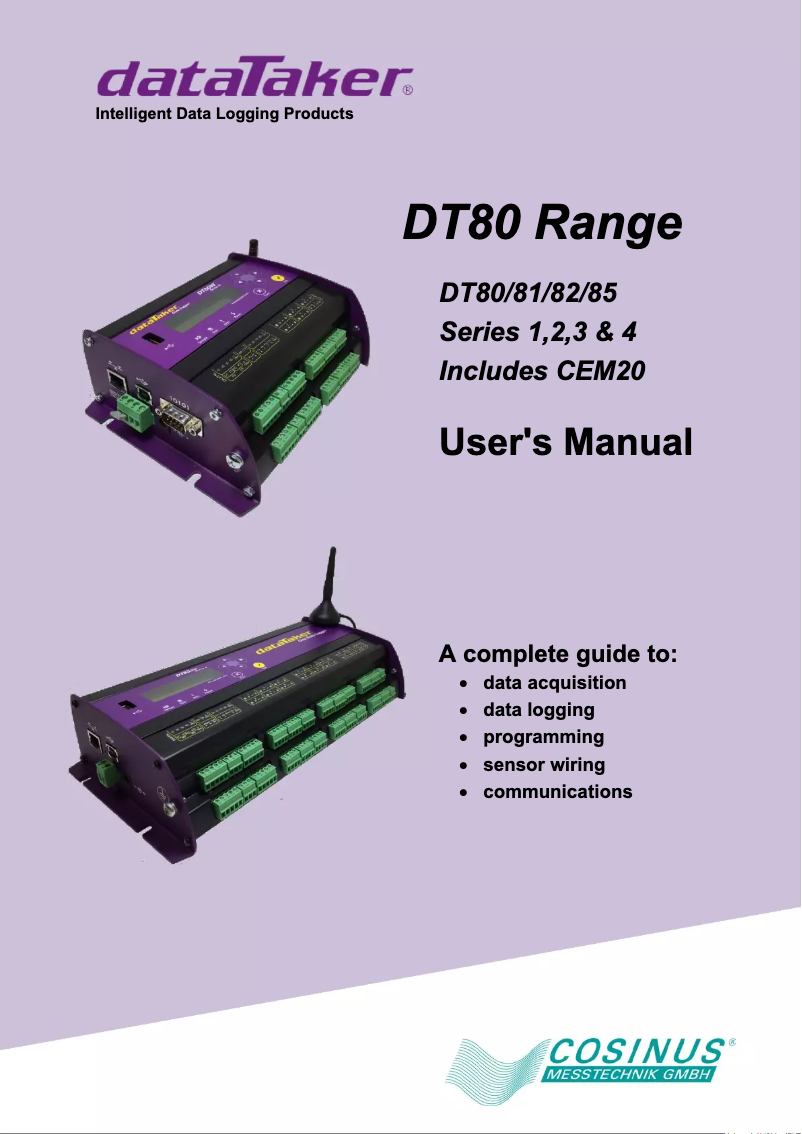 Page 1 de la notice Manuel utilisateur Datataker DT-85