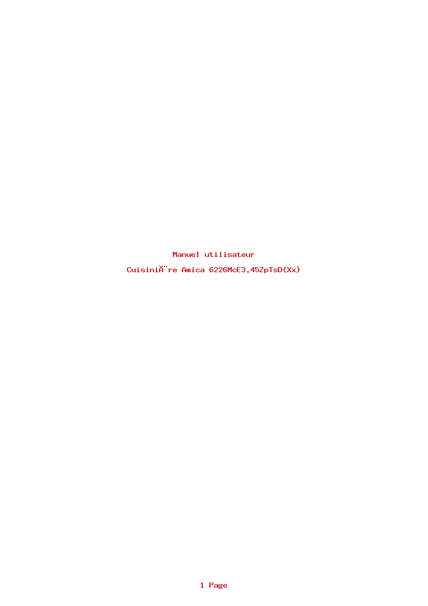 Page 1 de la notice Manuel utilisateur Amica 6226McE3.45ZpTsD(Xx)