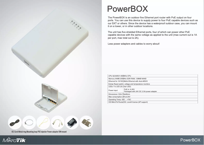 Page 1 de la notice Manuel utilisateur Mikrotik RB750P-PB