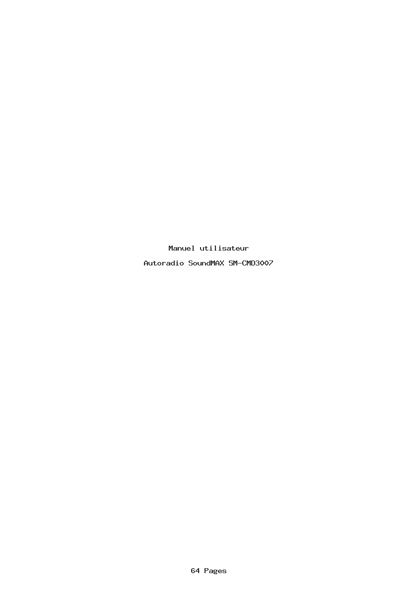 Page 1 de la notice Manuel utilisateur SoundMAX SM-CMD3007