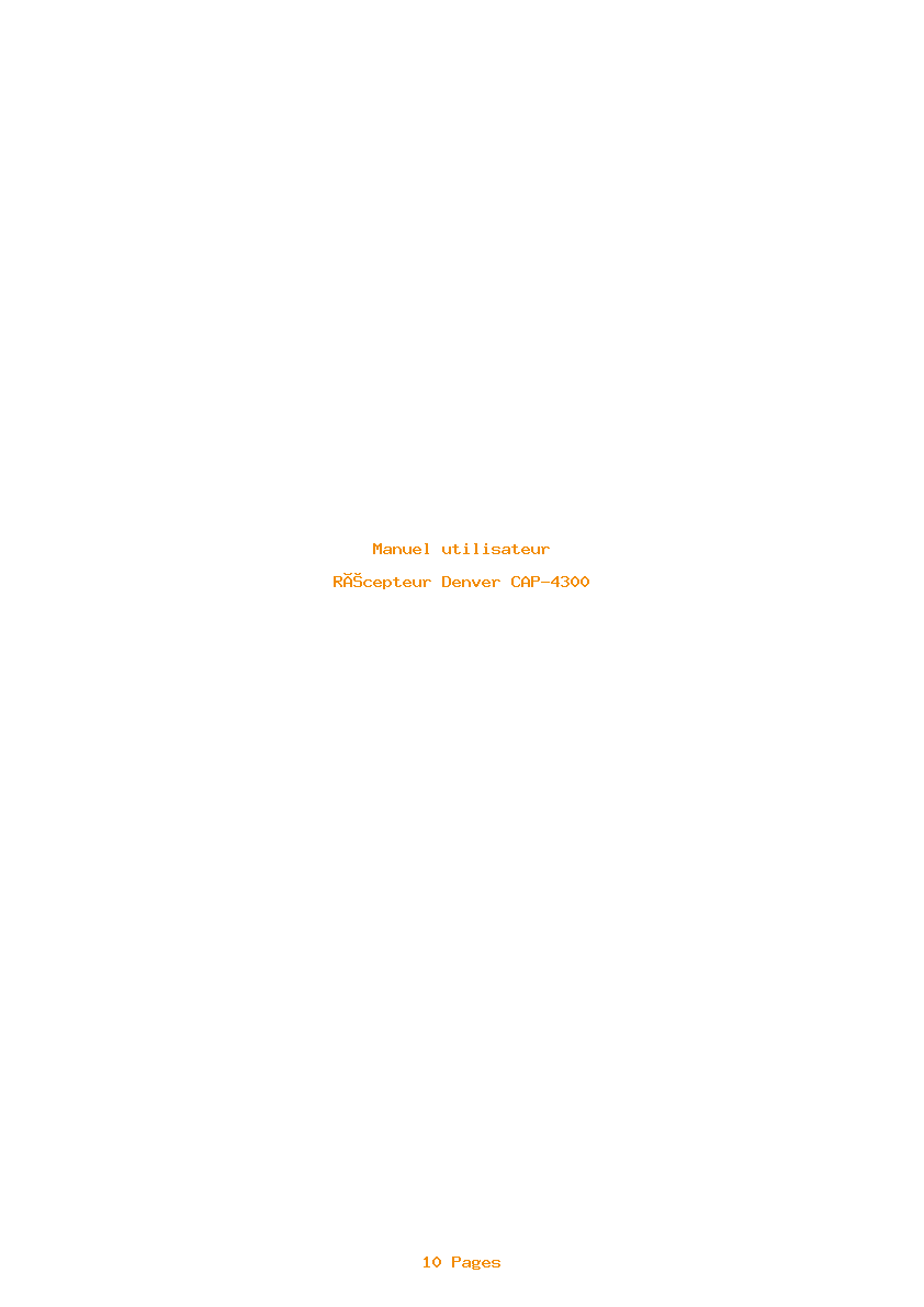 Page 1 de la notice Manuel utilisateur Denver CAP-4300