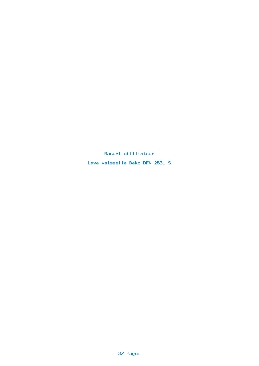 Page 1 de la notice Manuel utilisateur Beko DFN 2531 S