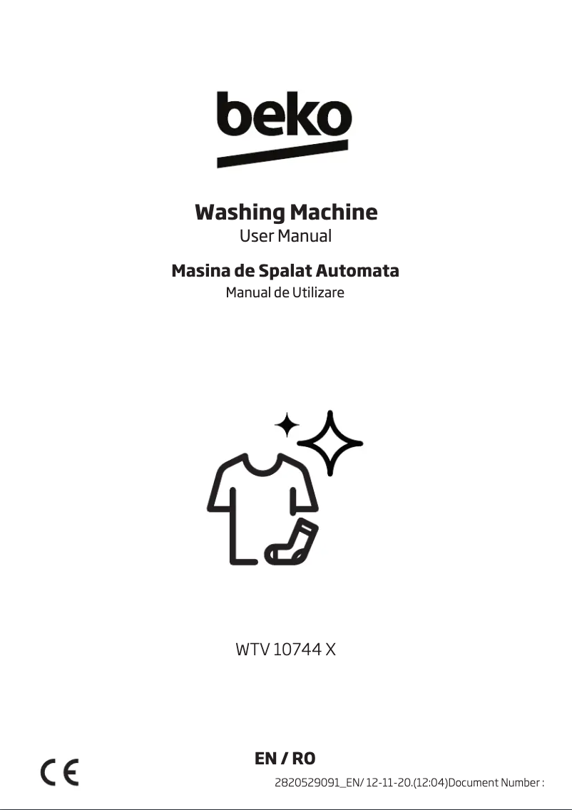 Page 1 de la notice Manuel utilisateur Beko WTV 10744 X