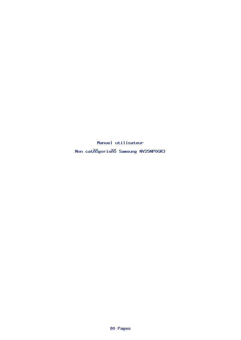 Page 1 de la notice Manuel utilisateur Samsung NV25NP0GR3