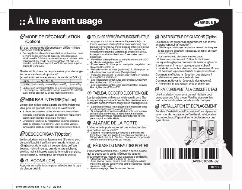 Page 1 de la notice Guide d'installation Samsung HM10ZHRS