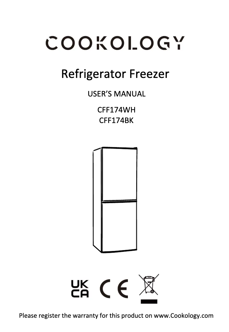 Page 1 de la notice Manuel utilisateur Cookology CFF174BK
