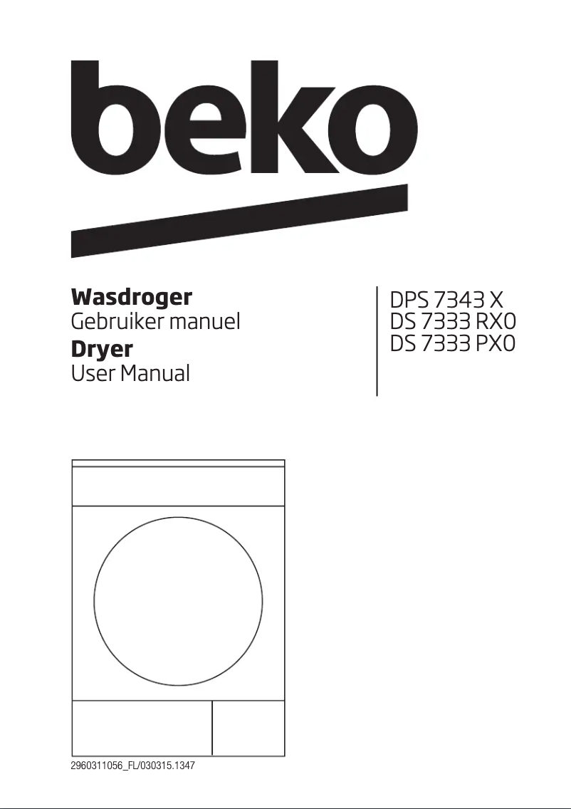 Page 1 de la notice Manuel utilisateur Beko DPS 7343 X