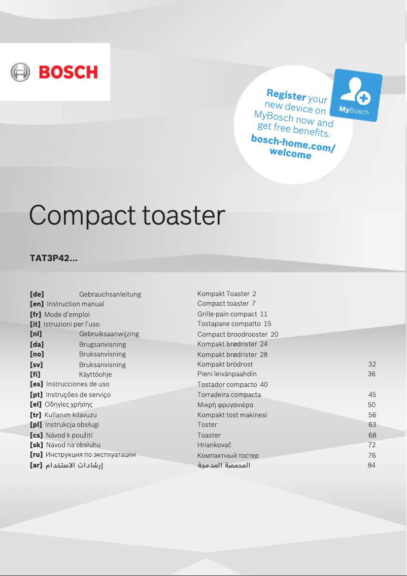 Page 1 of the manual User Manual Bosch Compact TAT3P421