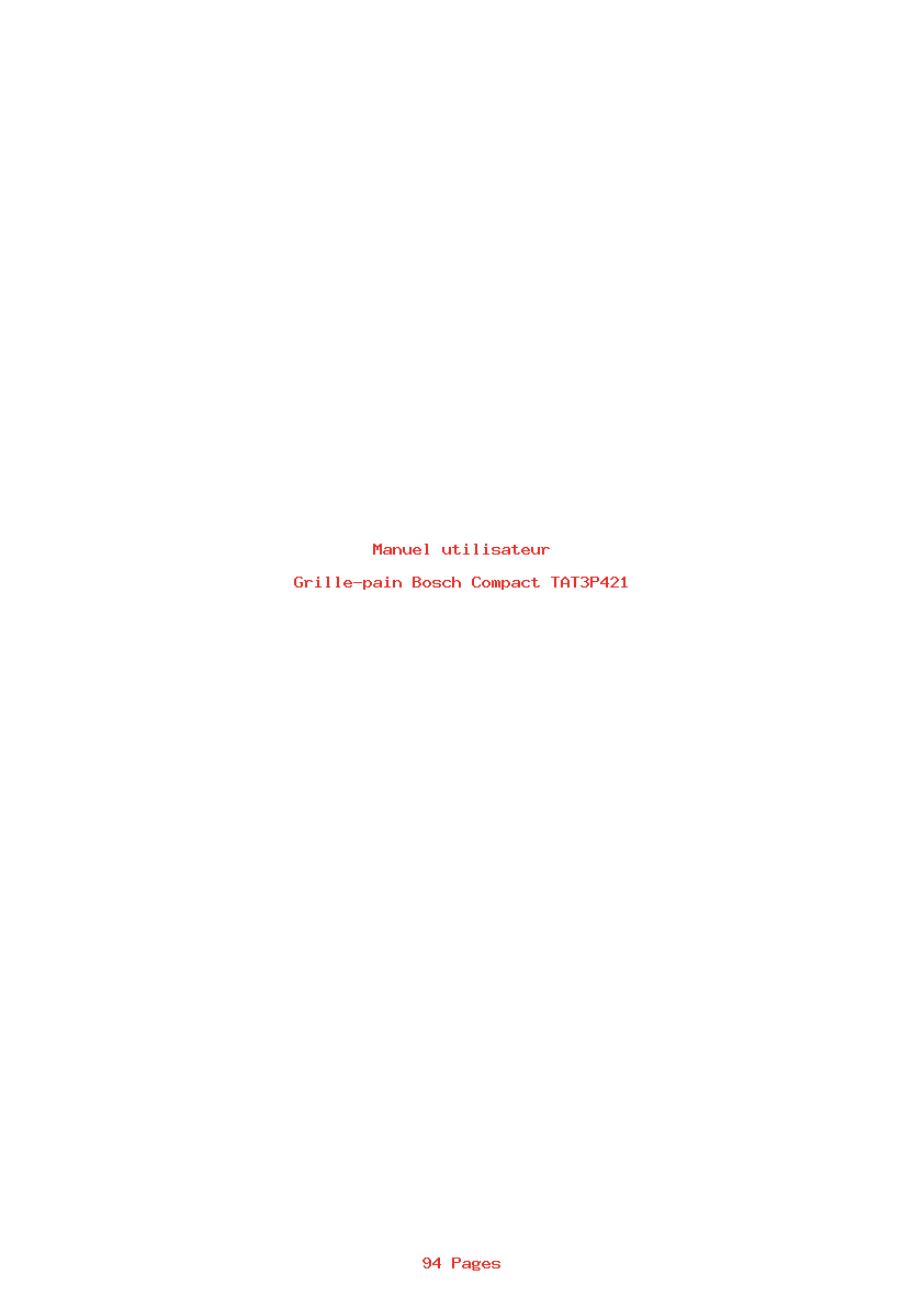 Page 1 de la notice Manuel utilisateur Bosch Compact TAT3P421