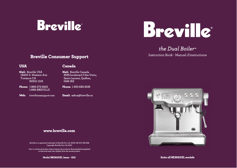 Page 1 de la notice Manuel utilisateur Breville The Dynamic Duo BEP920