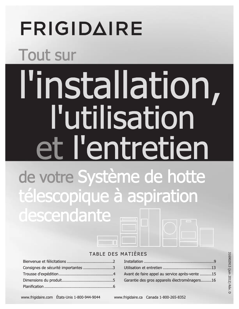 Page 1 de la notice Manuel utilisateur Frigidaire FH36DD50MS