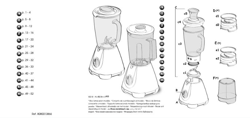 Page 1 de la notice Manuel utilisateur Moulinex LM30214A