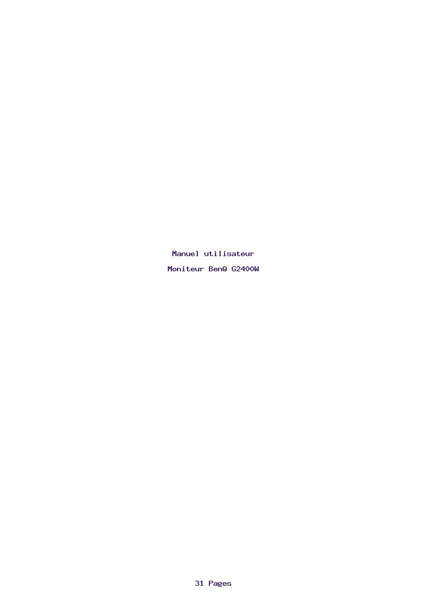 Page 1 de la notice Manuel utilisateur BenQ G2400W