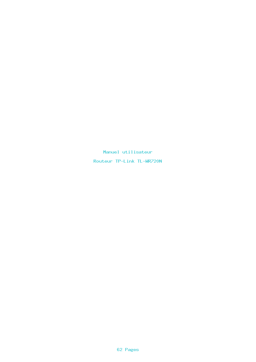 Page 1 de la notice Manuel utilisateur TP-Link TL-WR720N