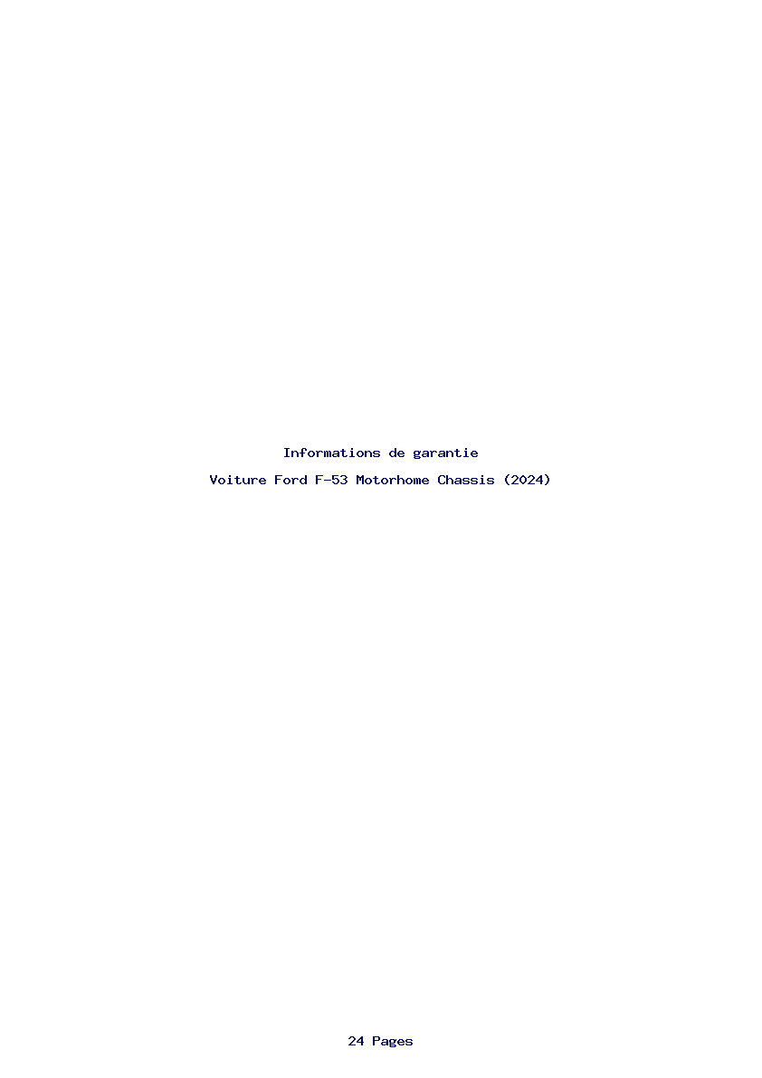 Page 1 de la notice Informations de garantie Ford F-53 Motorhome Chassis (2024)