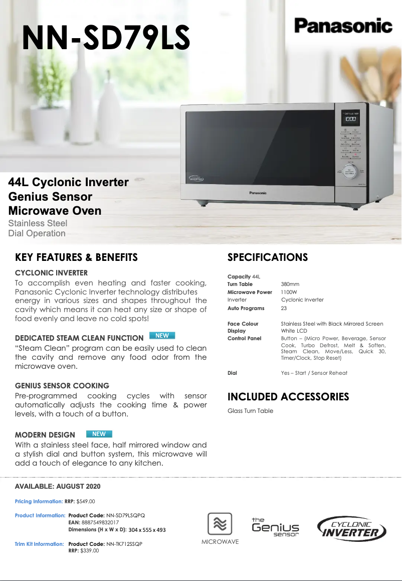Page 1 de la notice Fiche technique Panasonic NN-SD79LS