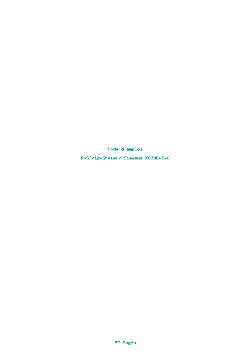 Page 1 de la notice Mode d'emploi Siemens KG39EAI46