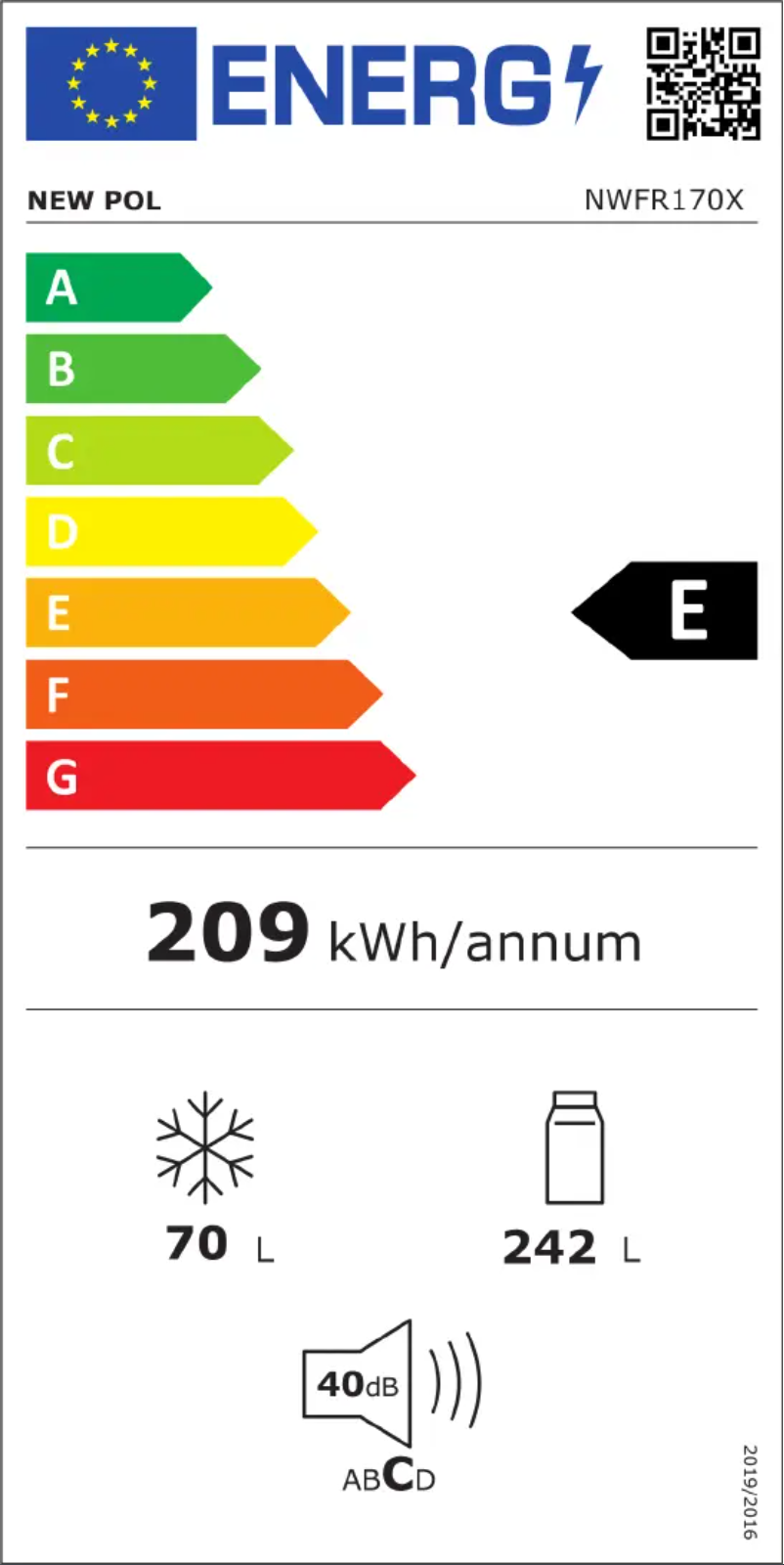 Page 1 of the manual Energy Label New Pol NWFR170X
