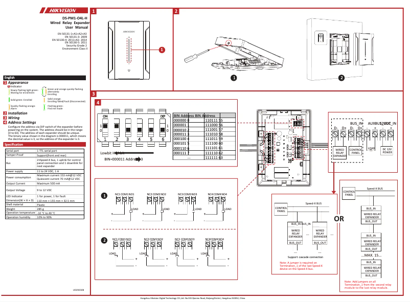Page 1 de la notice Manuel utilisateur Hikvision DS-PM1-O4L-H