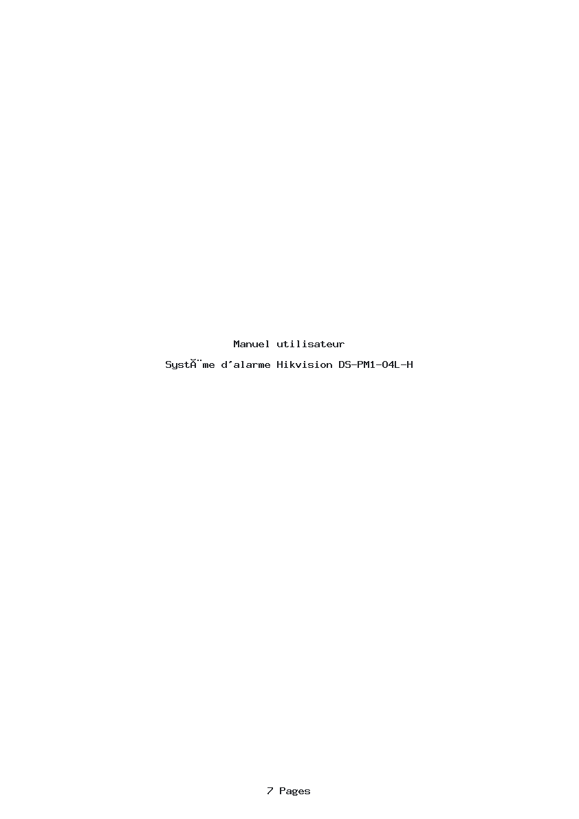 Page 1 de la notice Manuel utilisateur Hikvision DS-PM1-O4L-H