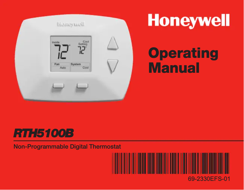 Page 1 de la notice Manuel d'utilisation et d'entretien Honeywell RTH5100B