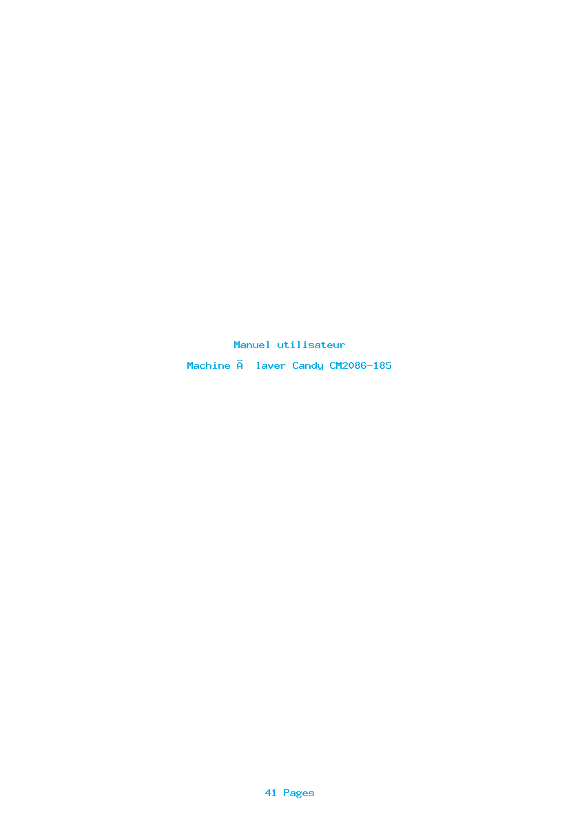 Page 1 de la notice Manuel utilisateur Candy CM2086-18S