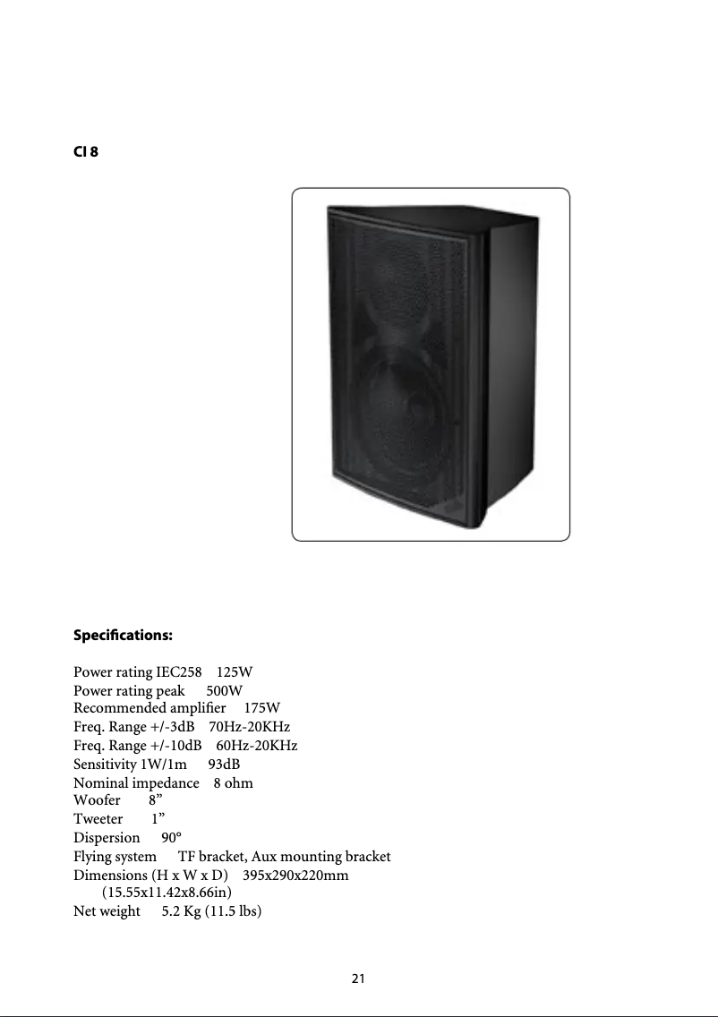 Page 1 de la notice Fiche technique Martin Mach CI8