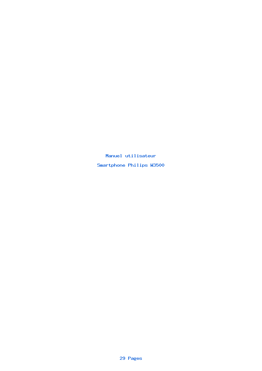 Page 1 de la notice Manuel utilisateur Philips W3500