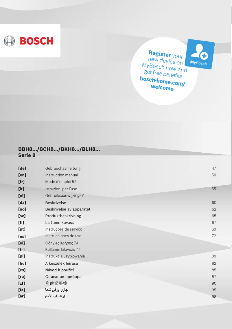 Página 1 del manual Manual de usuario Bosch Athlet ProPower BCH87POW1