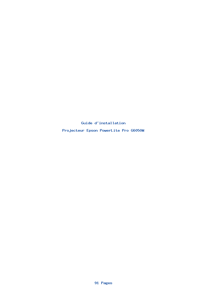 Page 1 de la notice Guide d'installation Epson PowerLite Pro G6050W