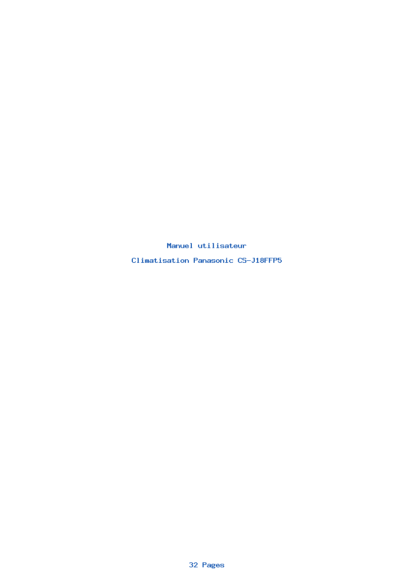 Page 1 de la notice Manuel utilisateur Panasonic CS-J18FFP5