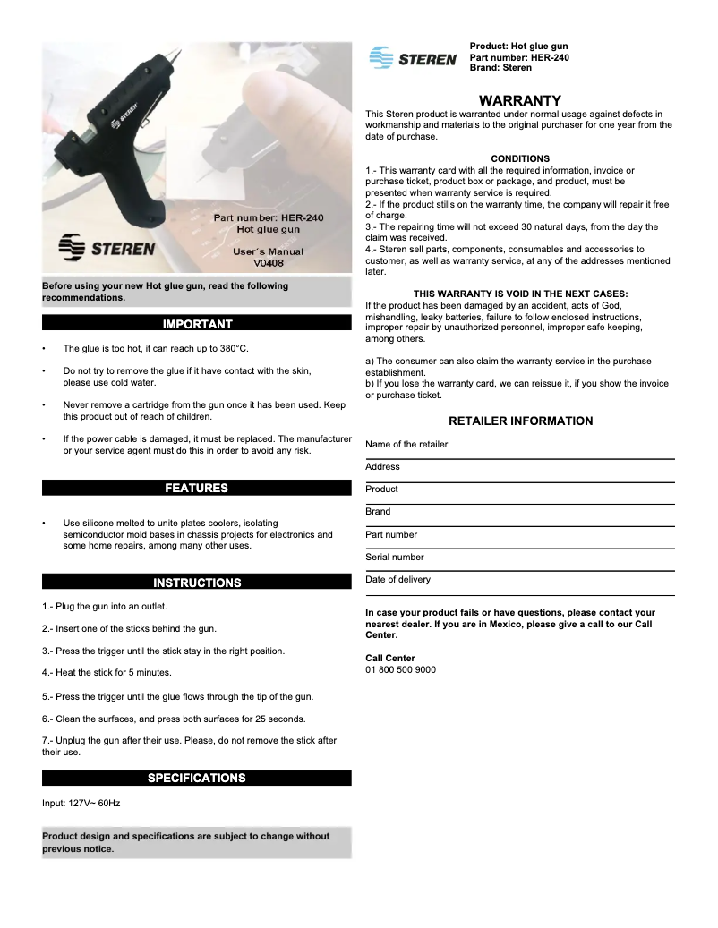 Page 1 de la notice Manuel utilisateur Steren HER-240