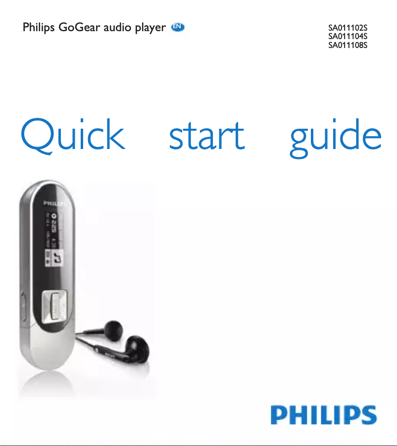 Page 1 of the manual Quick Start Guide Philips SA011102P