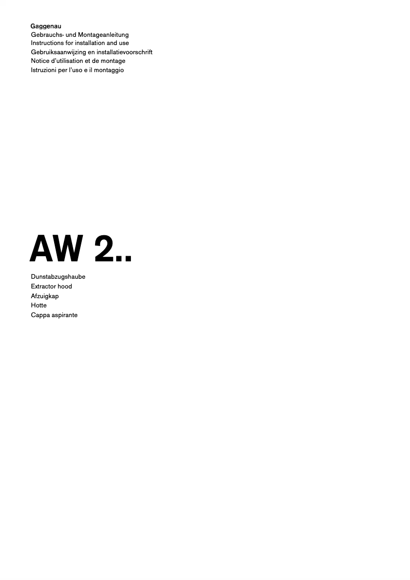 Page 1 de la notice Guide d'installation Gaggenau AW240191