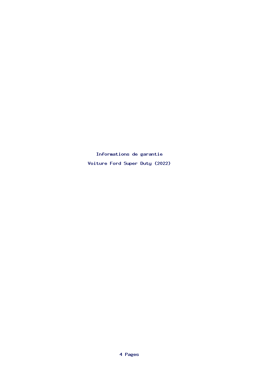 Page 1 de la notice Informations de garantie Ford Super Duty (2022)