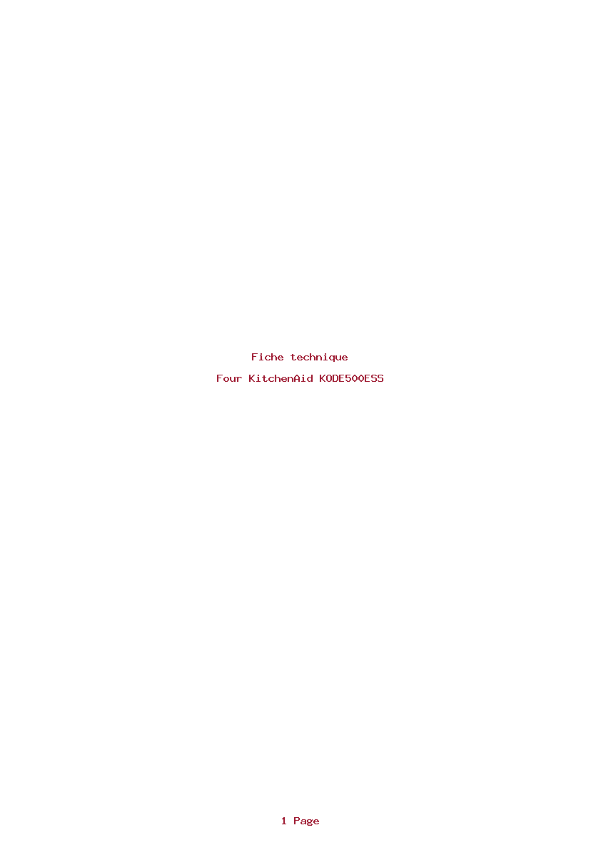 Page 1 de la notice Fiche technique KitchenAid KODE500ESS