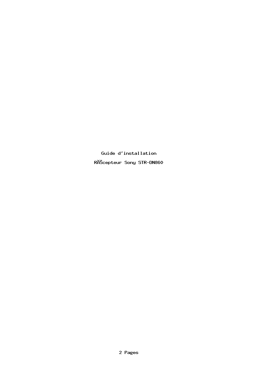 Page 1 de la notice Guide d'installation Sony STR-DN860