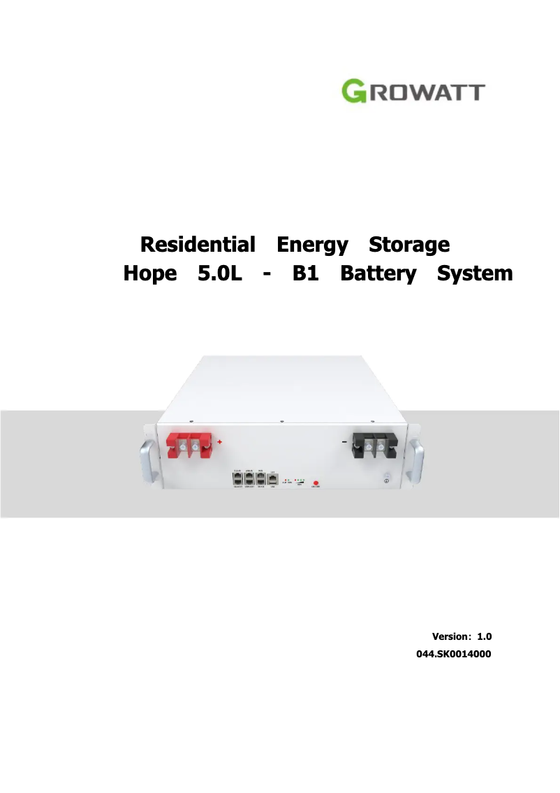 Page 1 de la notice Manuel utilisateur Growatt HOPE 5.0L-B1
