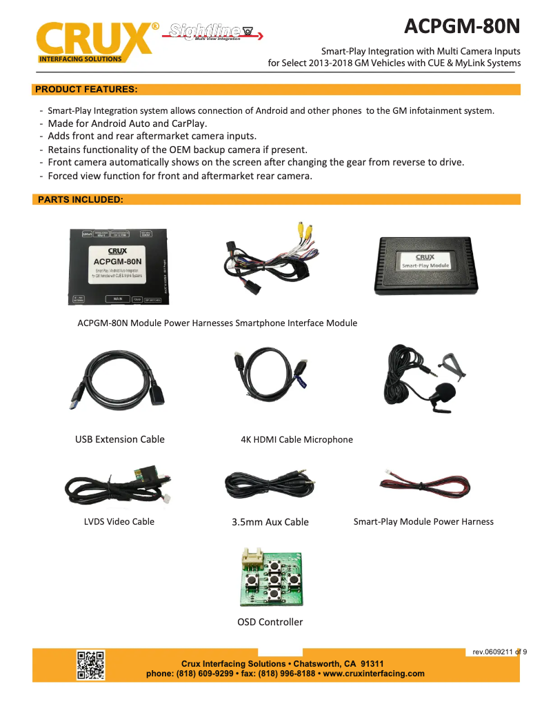 Page 1 of the manual User Manual CRUX ACPGM-80NC