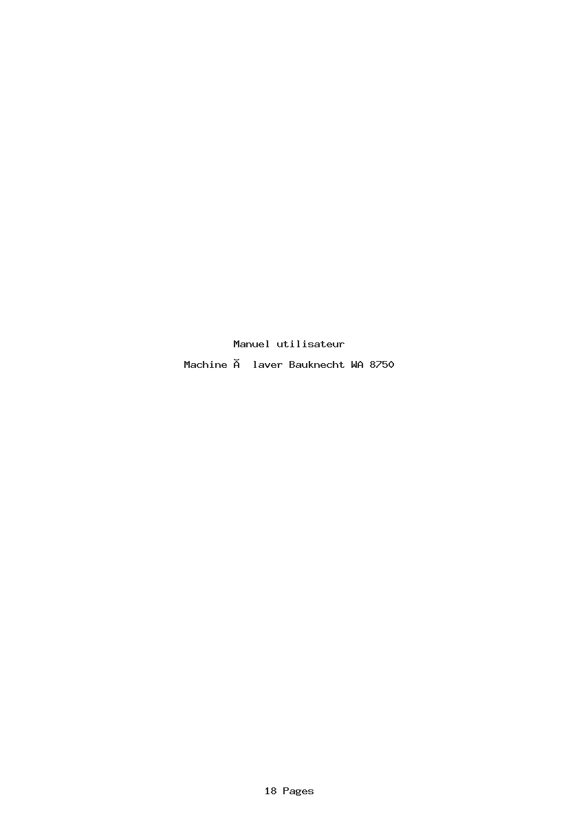 Page 1 de la notice Manuel utilisateur Bauknecht WA 8750