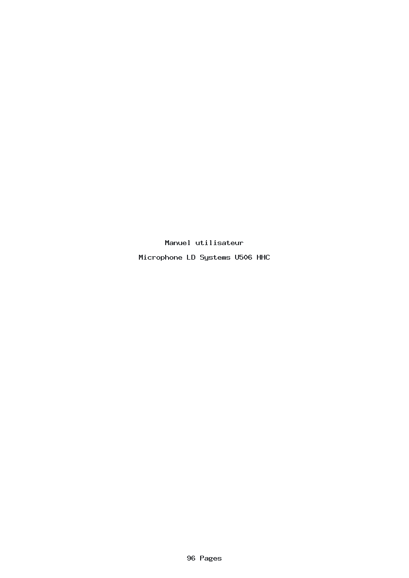 Page 1 de la notice Manuel utilisateur LD Systems U506 HHC