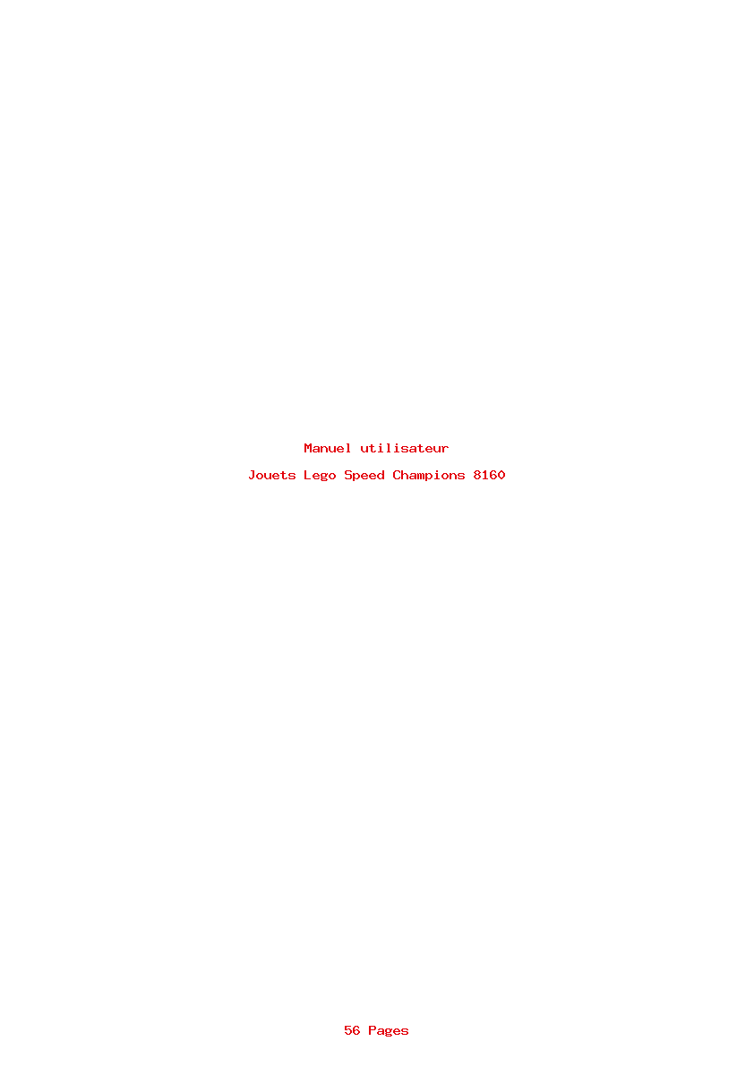 Page 1 de la notice Manuel utilisateur Lego Speed Champions 8160