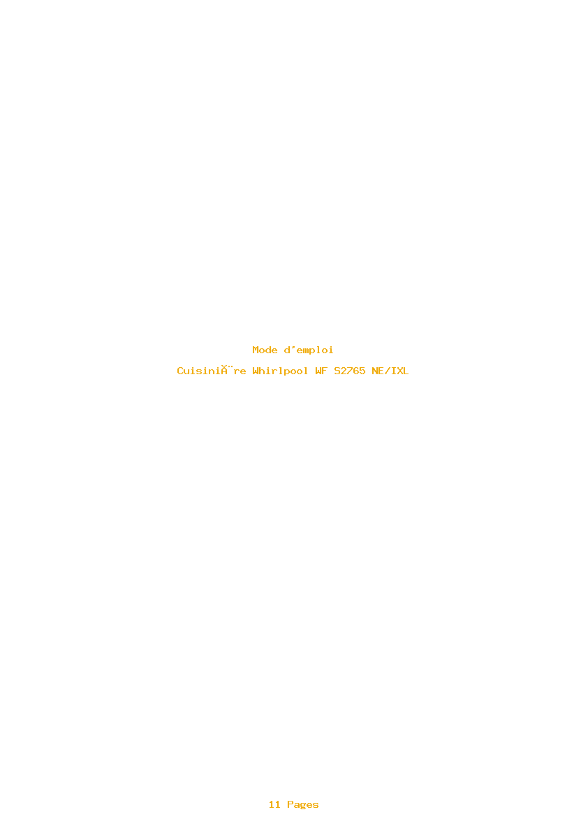 Page 1 de la notice Mode d'emploi Whirlpool WF S2765 NE/IXL