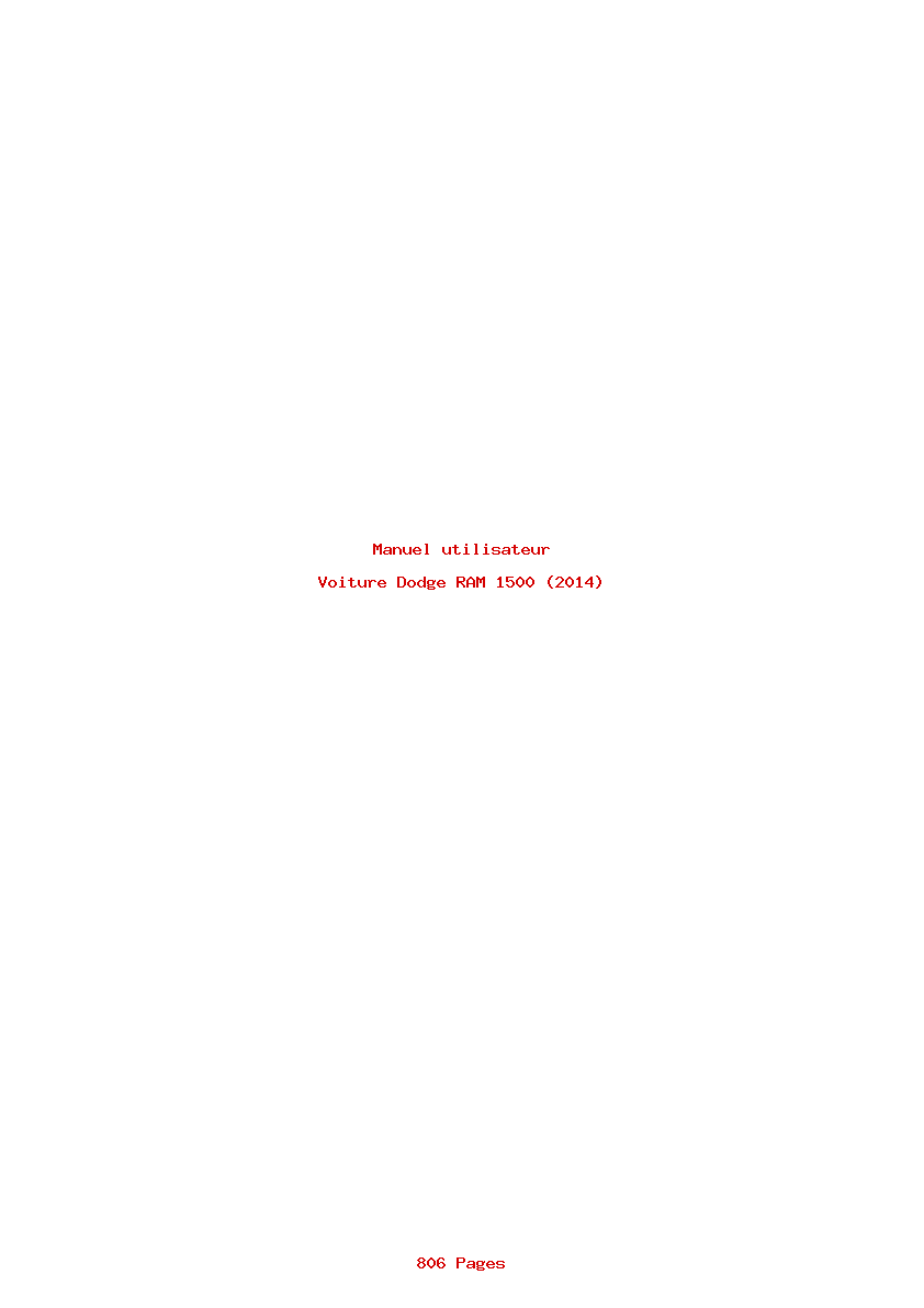 Page 1 de la notice Manuel utilisateur Dodge RAM 1500 (2014)