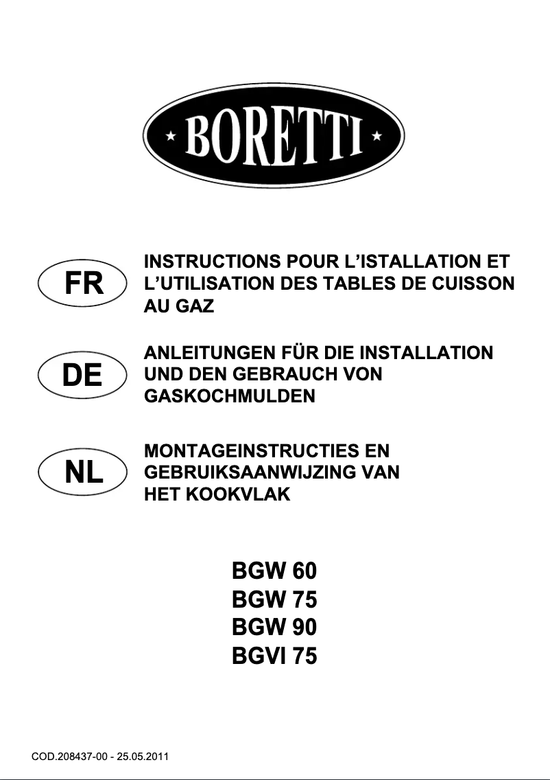 Page 1 de la notice Manuel utilisateur Boretti BGW 60