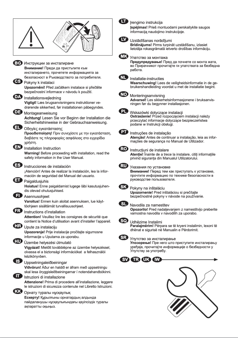 Page 1 de la notice Guide d'installation Electrolux EW7F3H94