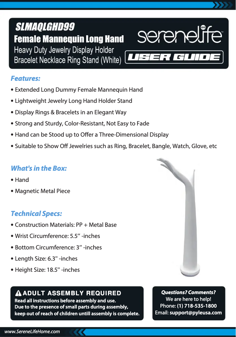 Page 1 de la notice Manuel utilisateur SereneLife SLMAQLGHD99