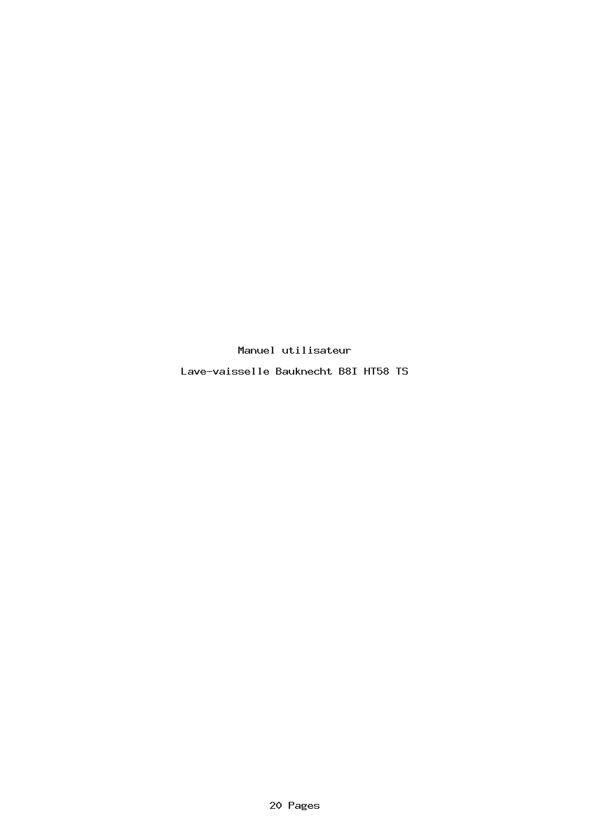 Page 1 de la notice Manuel utilisateur Bauknecht B8I HT58 TS